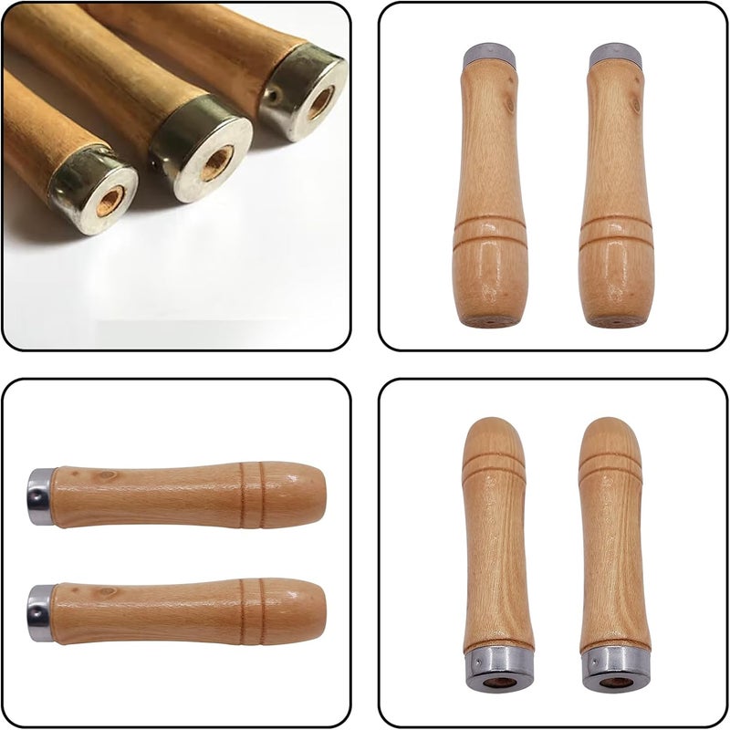 Begino Wooden File Handle with Strong Metal Collars, 4 Pcs Hand Drill File Handle Cutting Tool Craft, 2 Pcs for 6"-8" File and 2 Pcs for 10"-12" File - Image 4